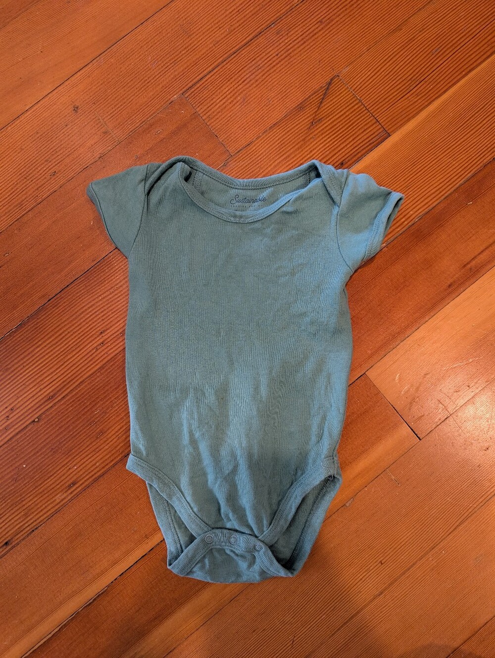 Sage Green Pact Onesie Bodysuit 6-9 Months, organic cotton